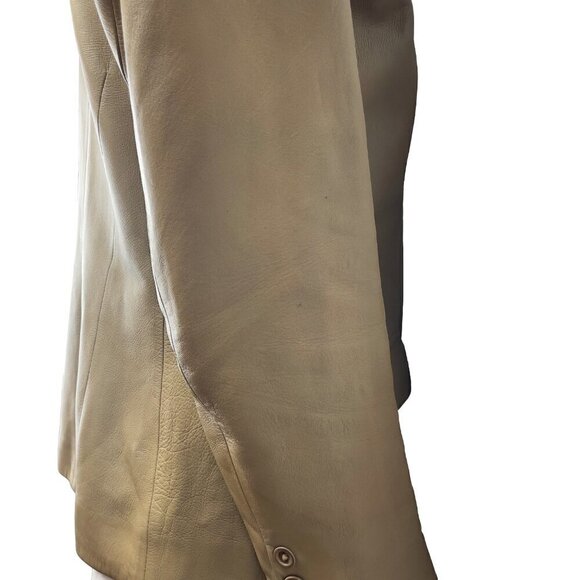 MACDOUGLAS 70’s VTG French Luxury Beige Lamb Soft Leather Blazer Jacket S - Picture 14 of 15